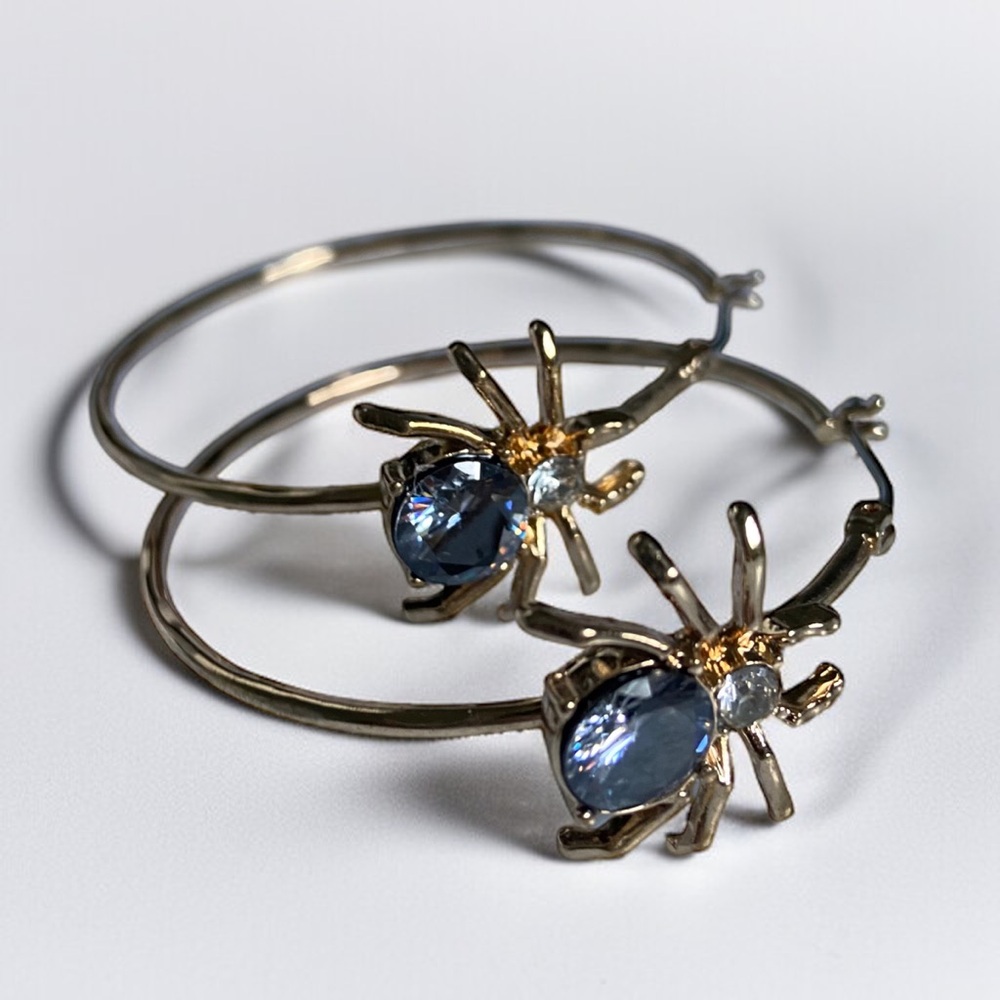 Bella Jack Spider CZ Gold Hoop Earrings CC